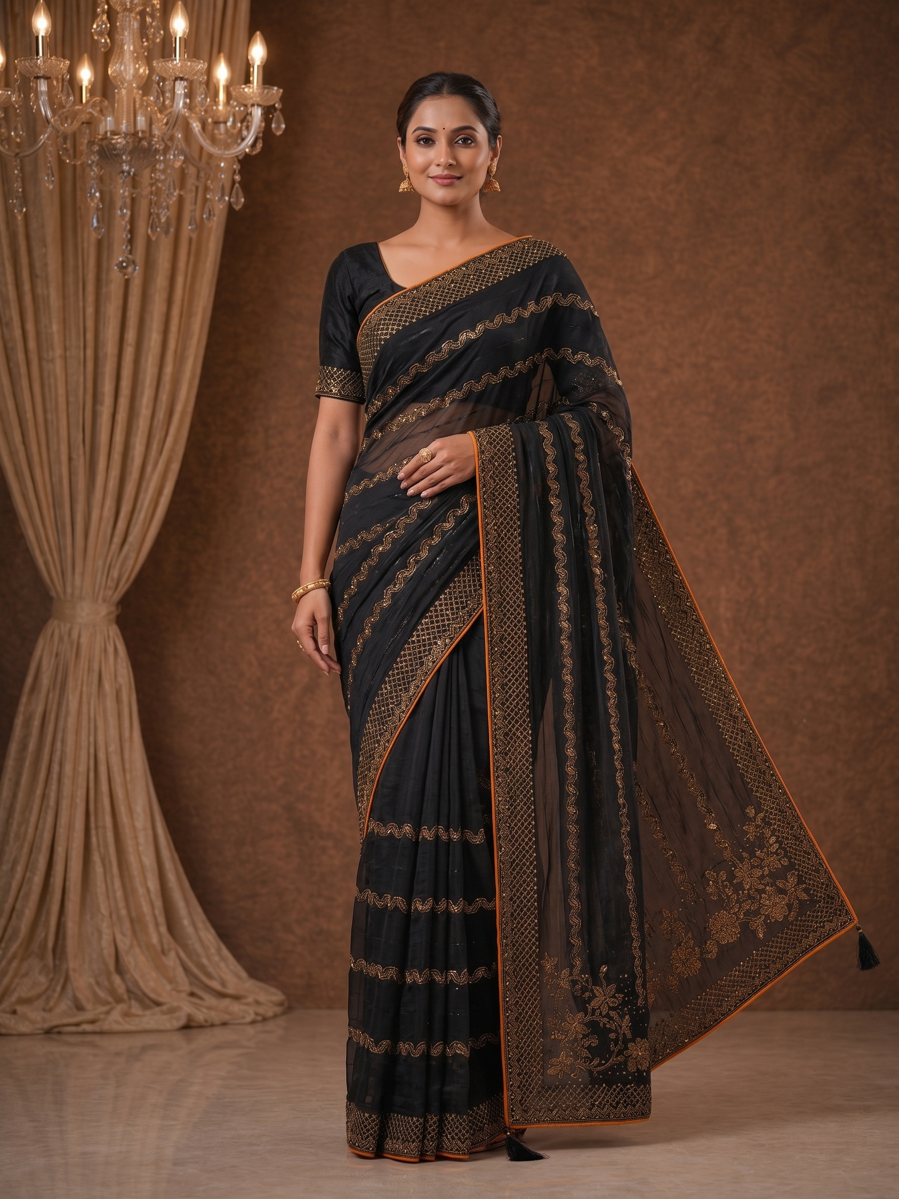 Shiv Chakra Swarnika Banarasi Saree (BLACK)