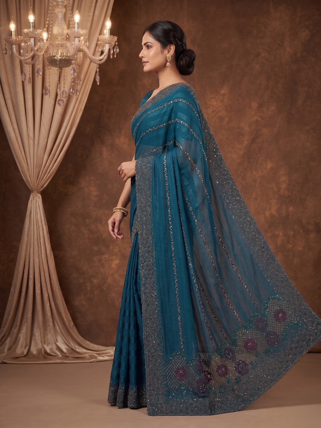 Shiv Chakra Swarnika Banarasi Saree (Blue)