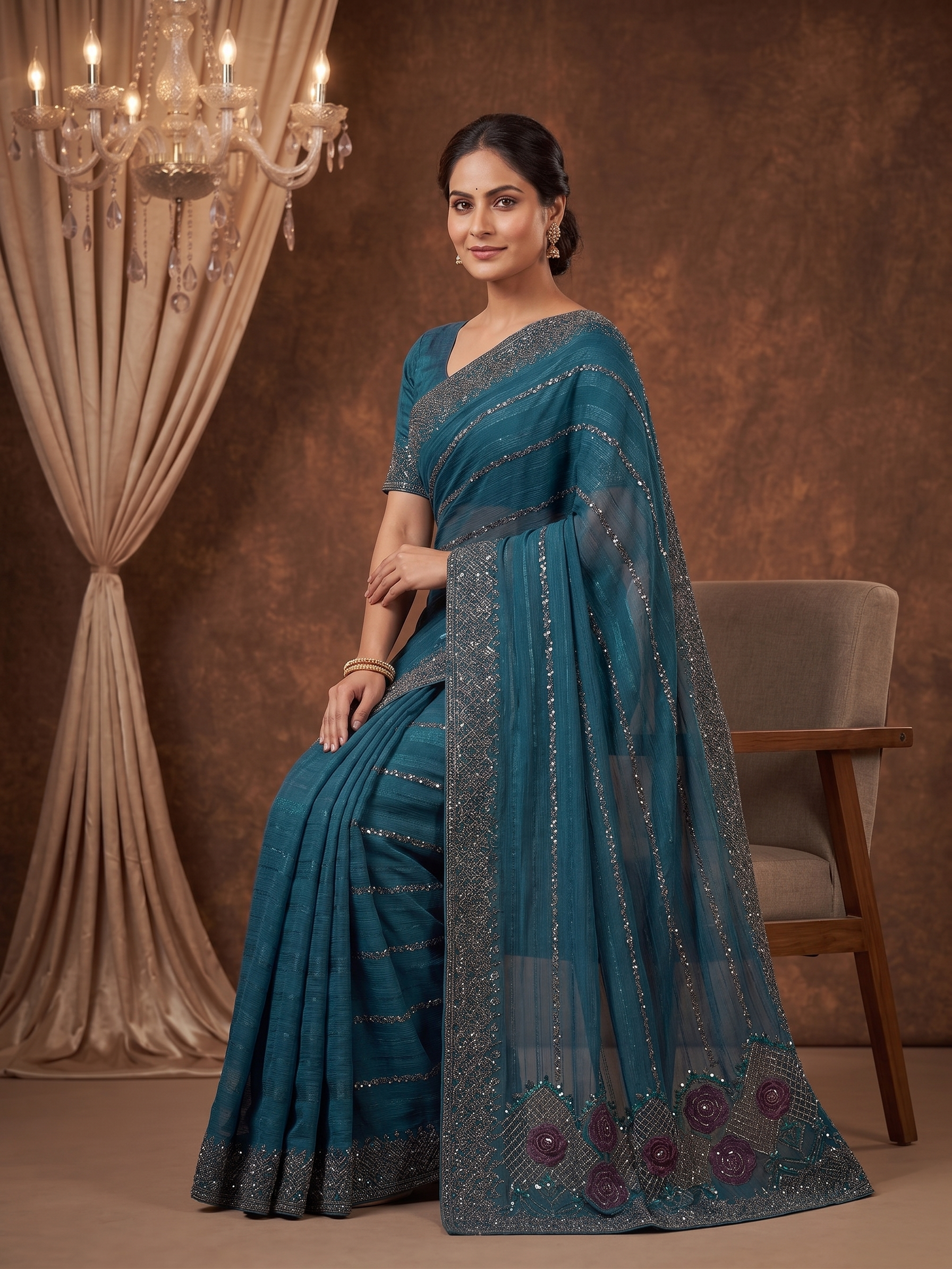 Shiv Chakra Swarnika Banarasi Saree (Blue)