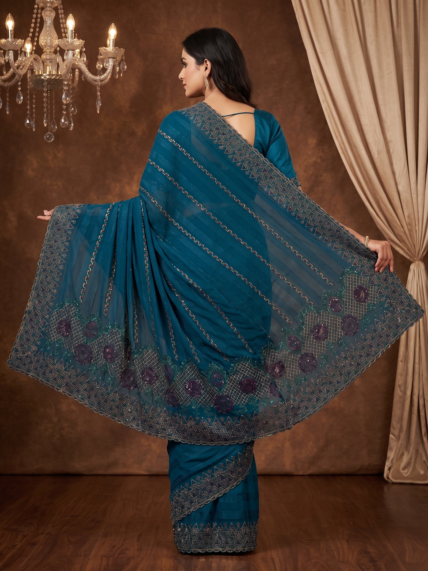 Shiv Chakra Swarnika Banarasi Saree (Blue)