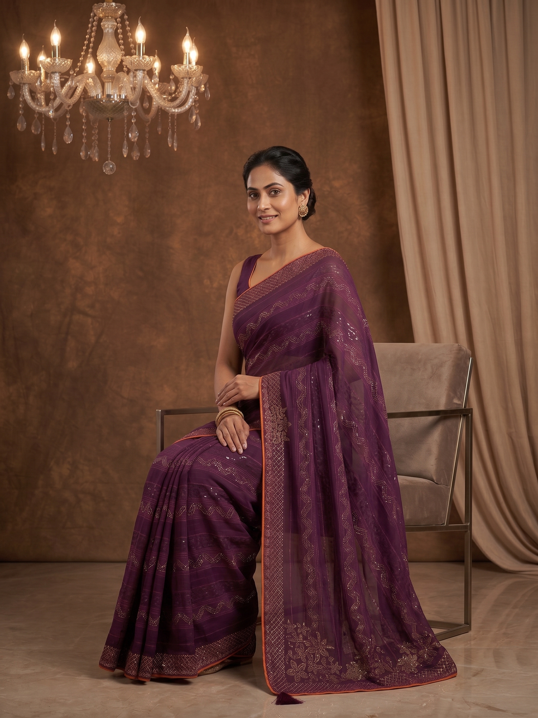 Shiv Chakra Swarnika Banarasi Saree (Purple)