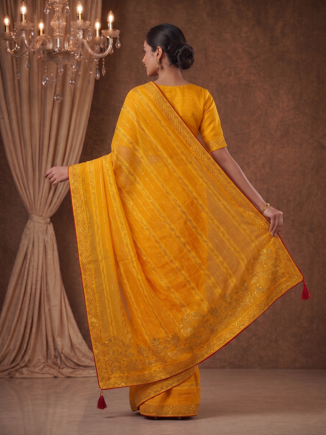 Shiv Chakra Swarnika Banarasi Saree (Yellow)