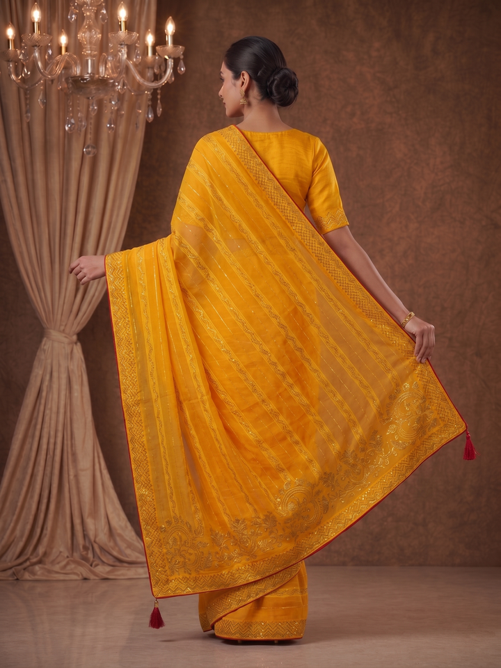 Shiv Chakra Swarnika Banarasi Saree (Yellow)