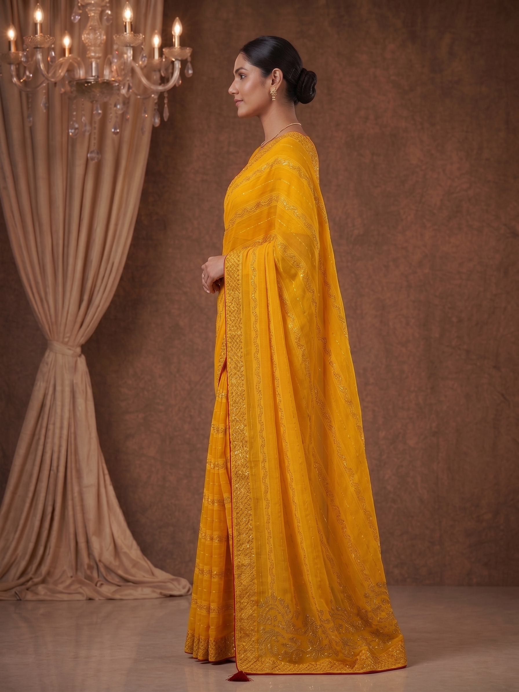 Shiv Chakra Swarnika Banarasi Saree (Yellow)