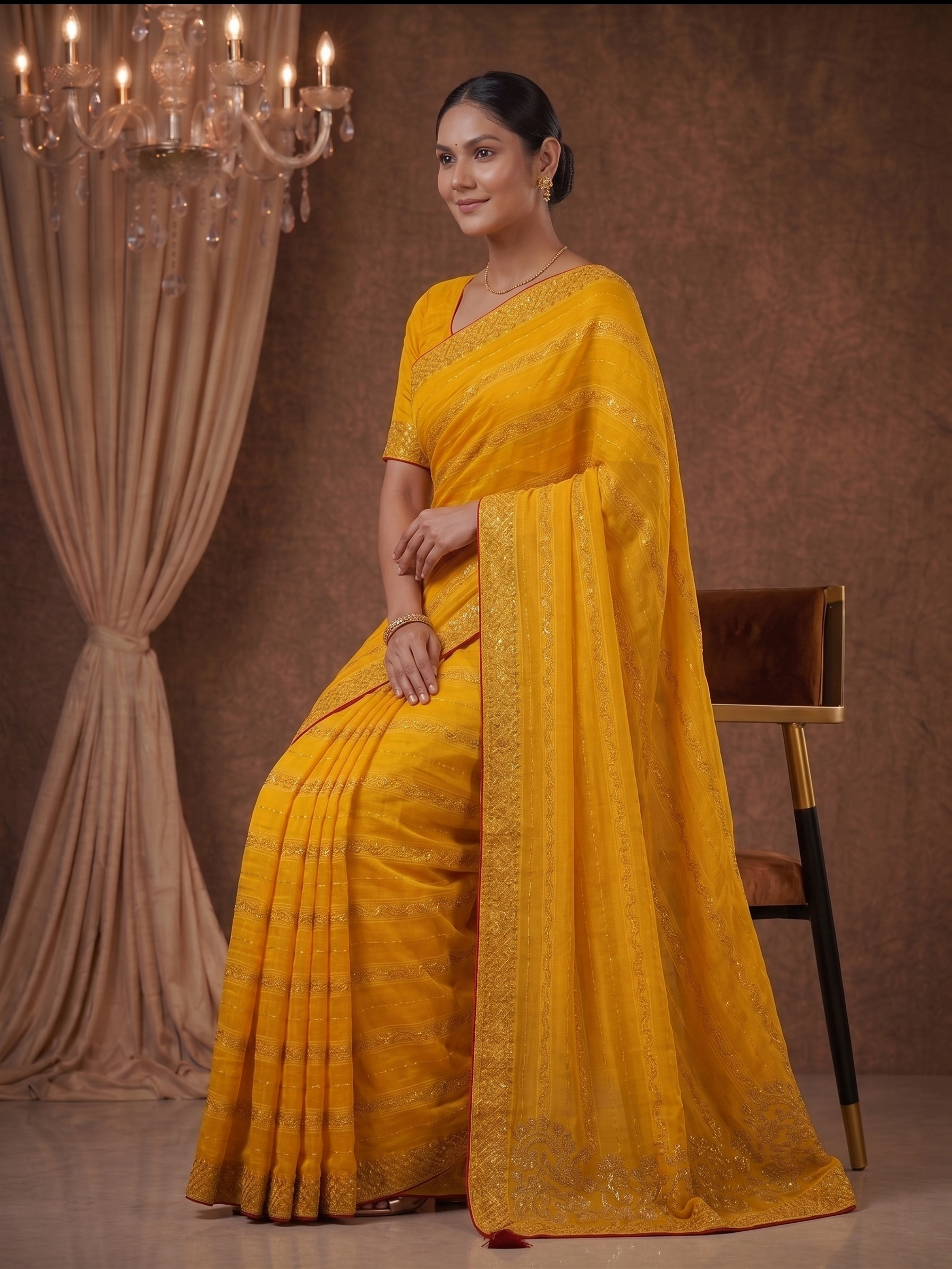 Shiv Chakra Swarnika Banarasi Saree (Yellow)