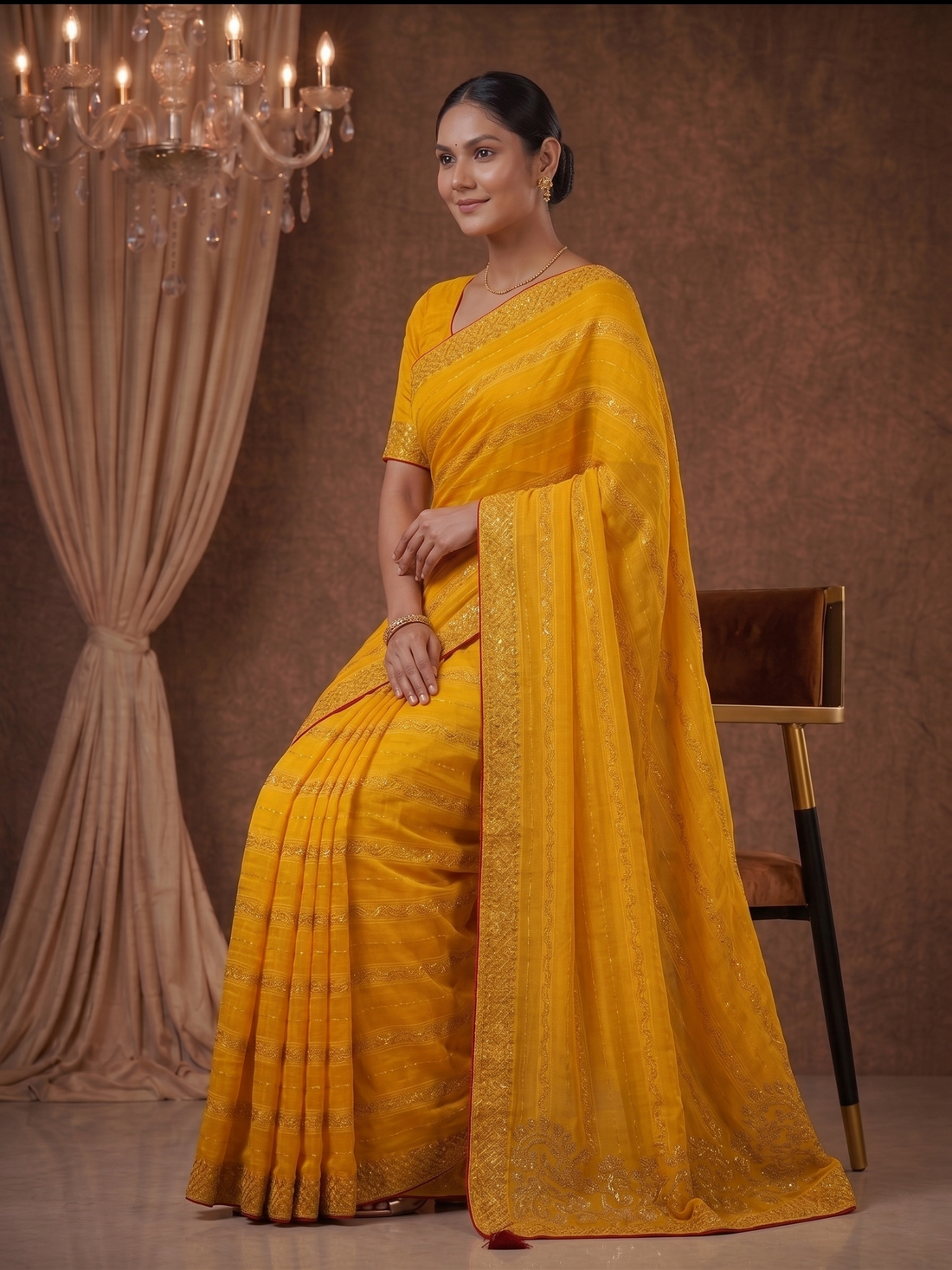 Shiv Chakra Swarnika Banarasi Saree (Yellow)