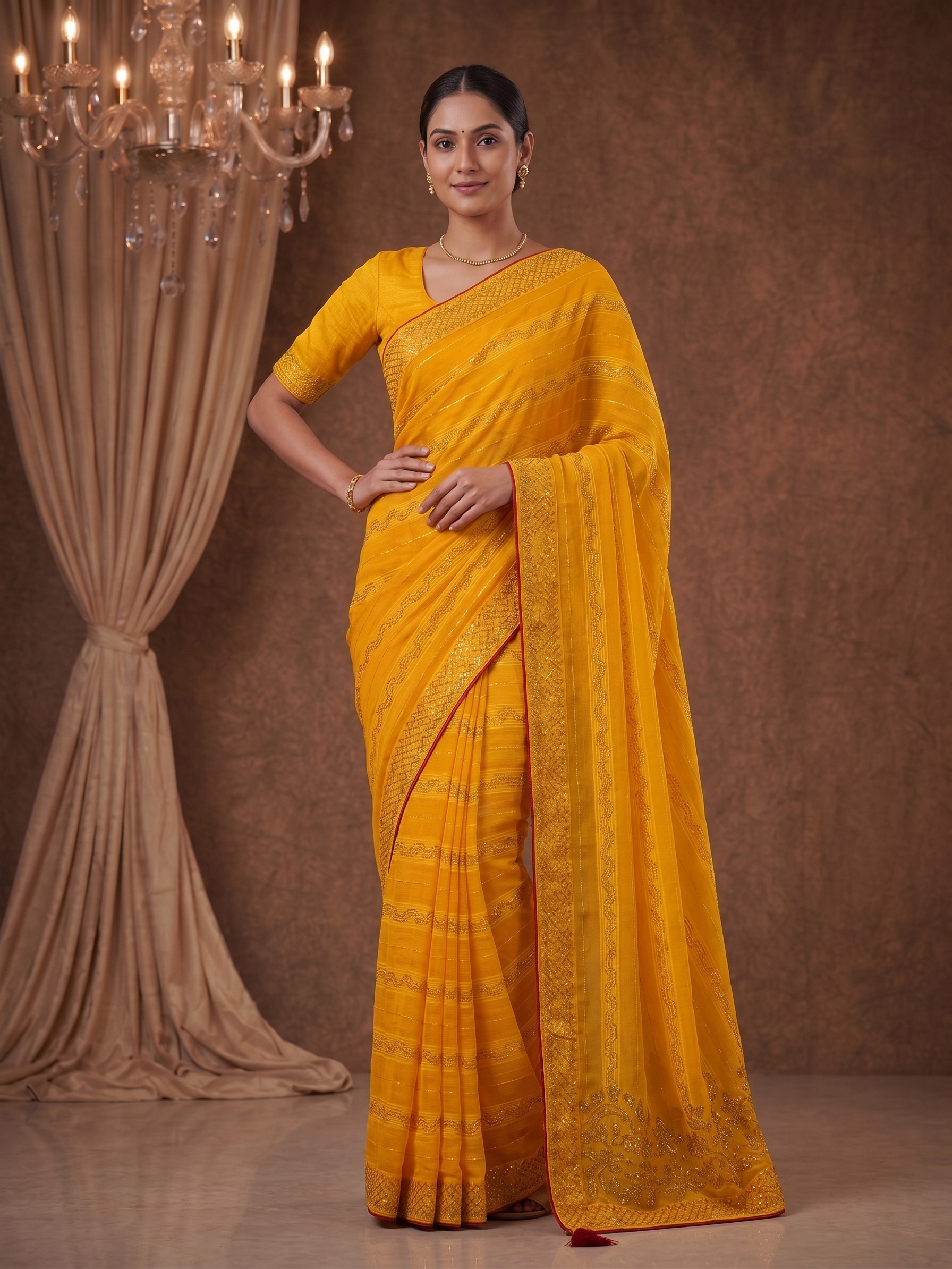 Shiv Chakra Swarnika Banarasi Saree (Yellow)