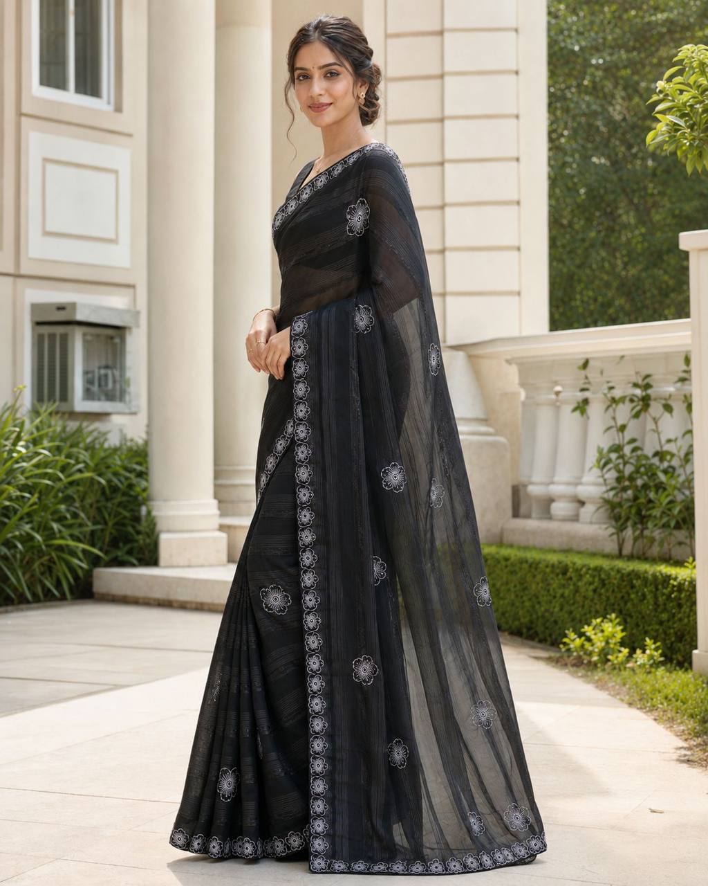 Shiv Chakra Royal Elegance Black Saree
