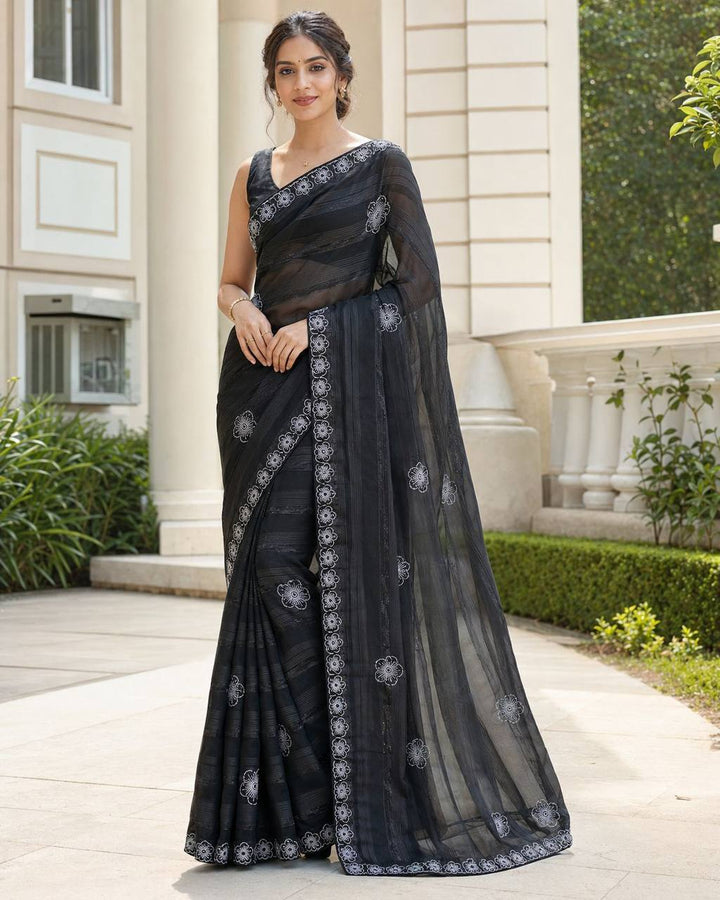 Shiv Chakra Royal Elegance Black Saree