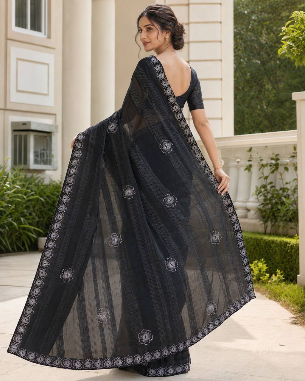 Shiv Chakra Royal Elegance Black Saree