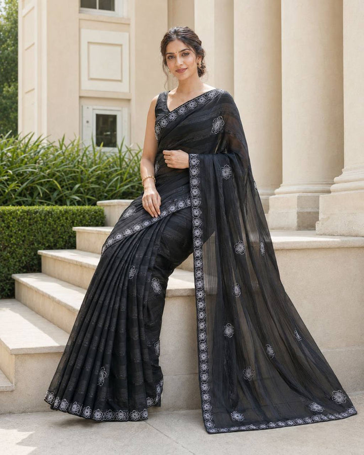 Shiv Chakra Royal Elegance Black Saree