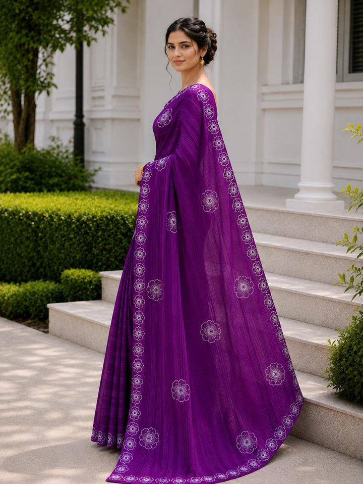 Shiv Chakra Royal Elegance Wine Saree