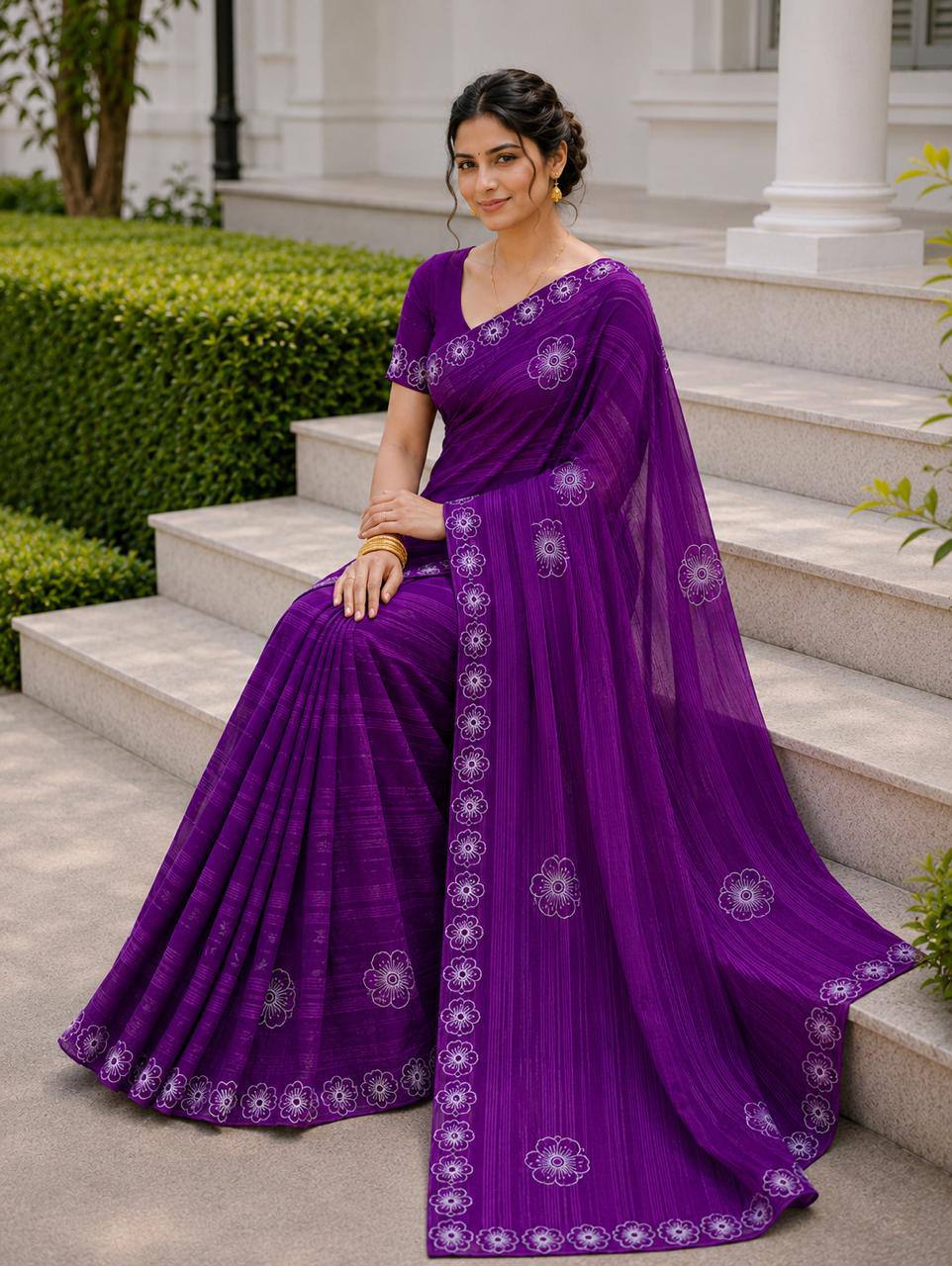 Shiv Chakra Royal Elegance Wine Saree
