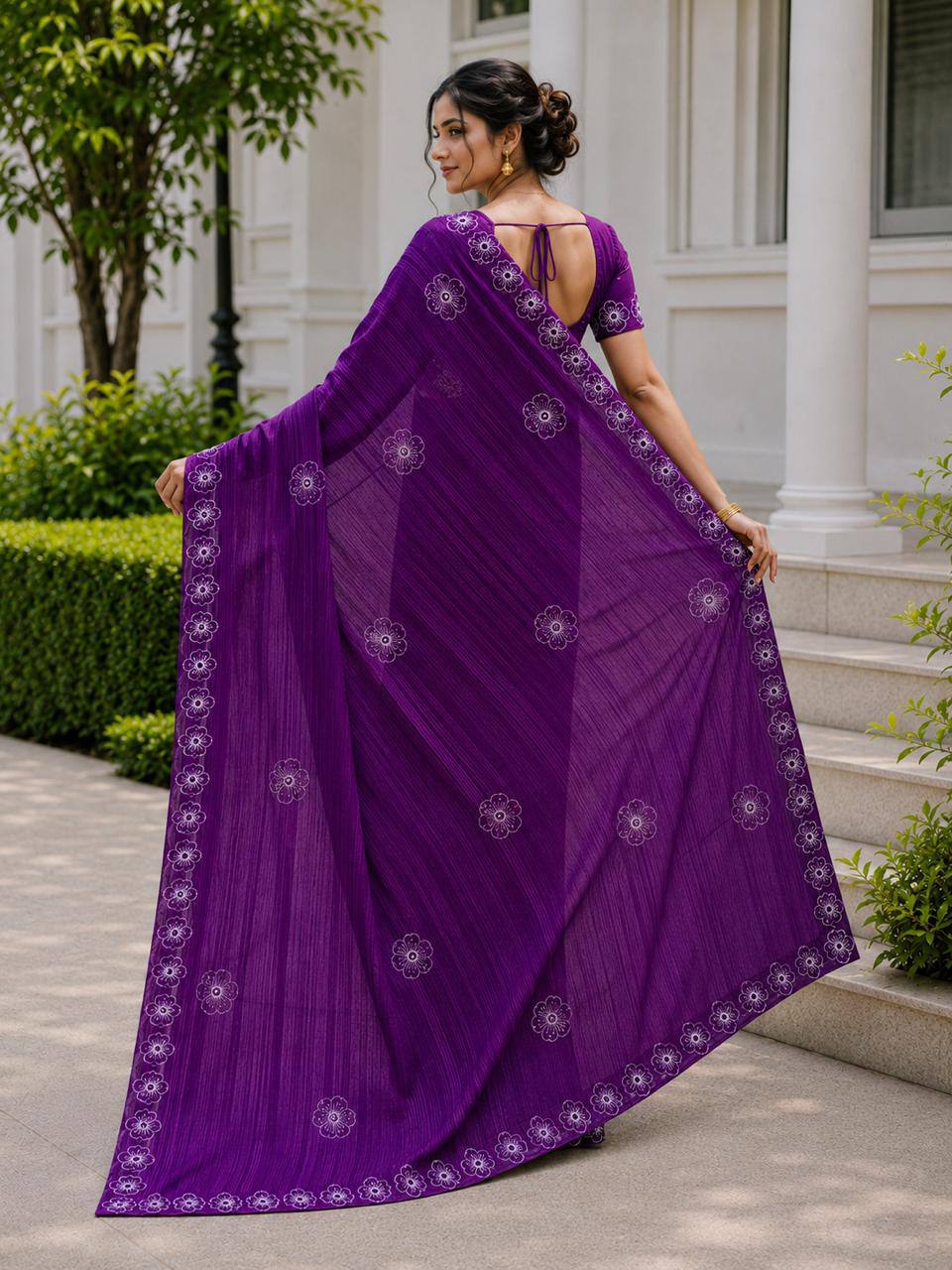 Shiv Chakra Royal Elegance Wine Saree