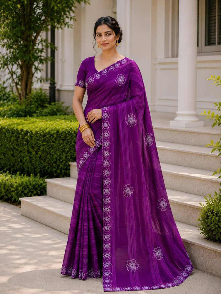 Shiv Chakra Royal Elegance Wine Saree