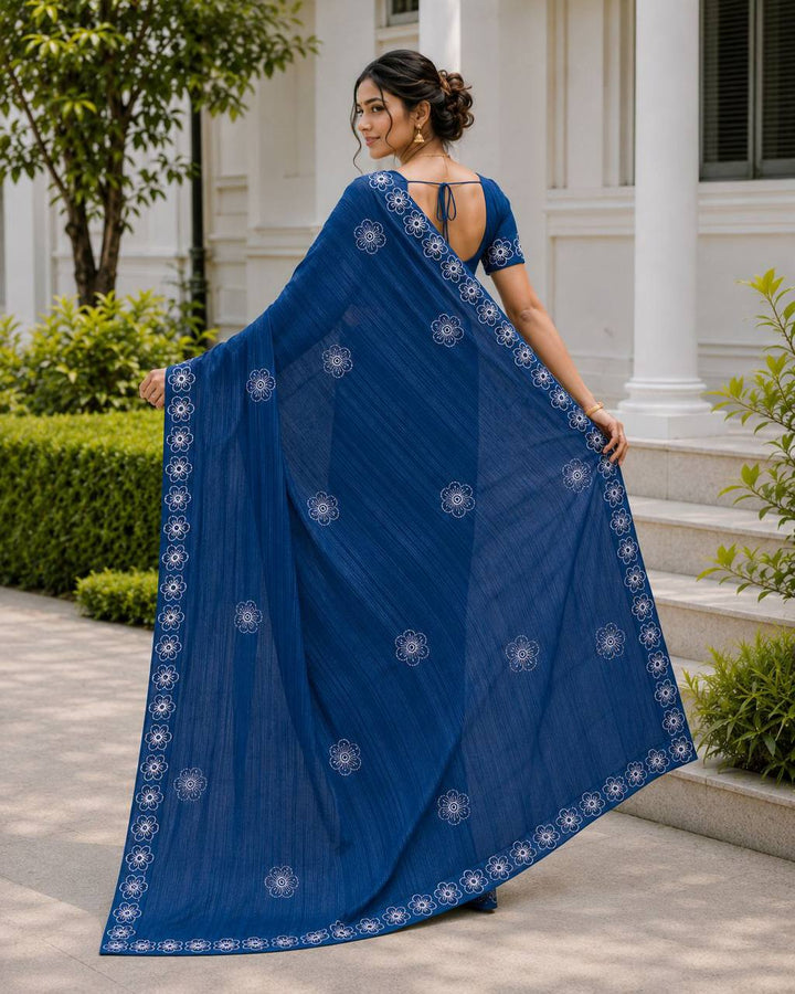 Shiv Chakra Royal Elegance Blue Saree