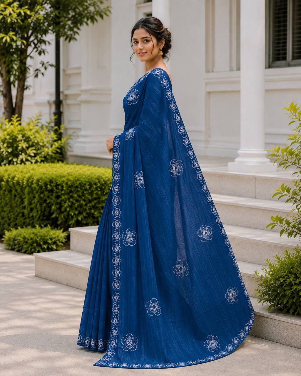 Shiv Chakra Royal Elegance Blue Saree