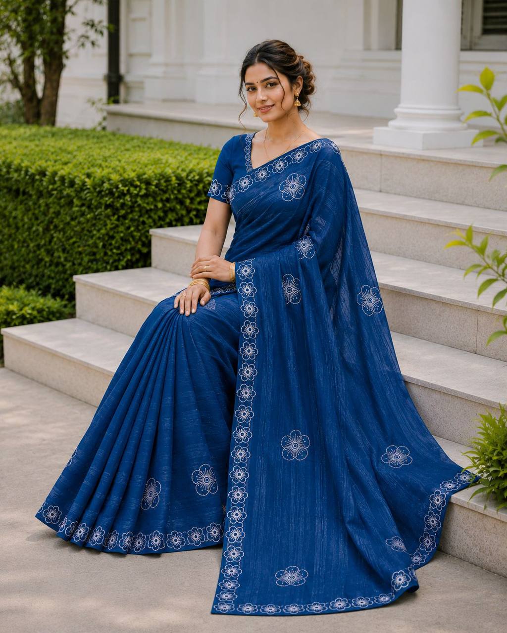 Shiv Chakra Royal Elegance Blue Saree