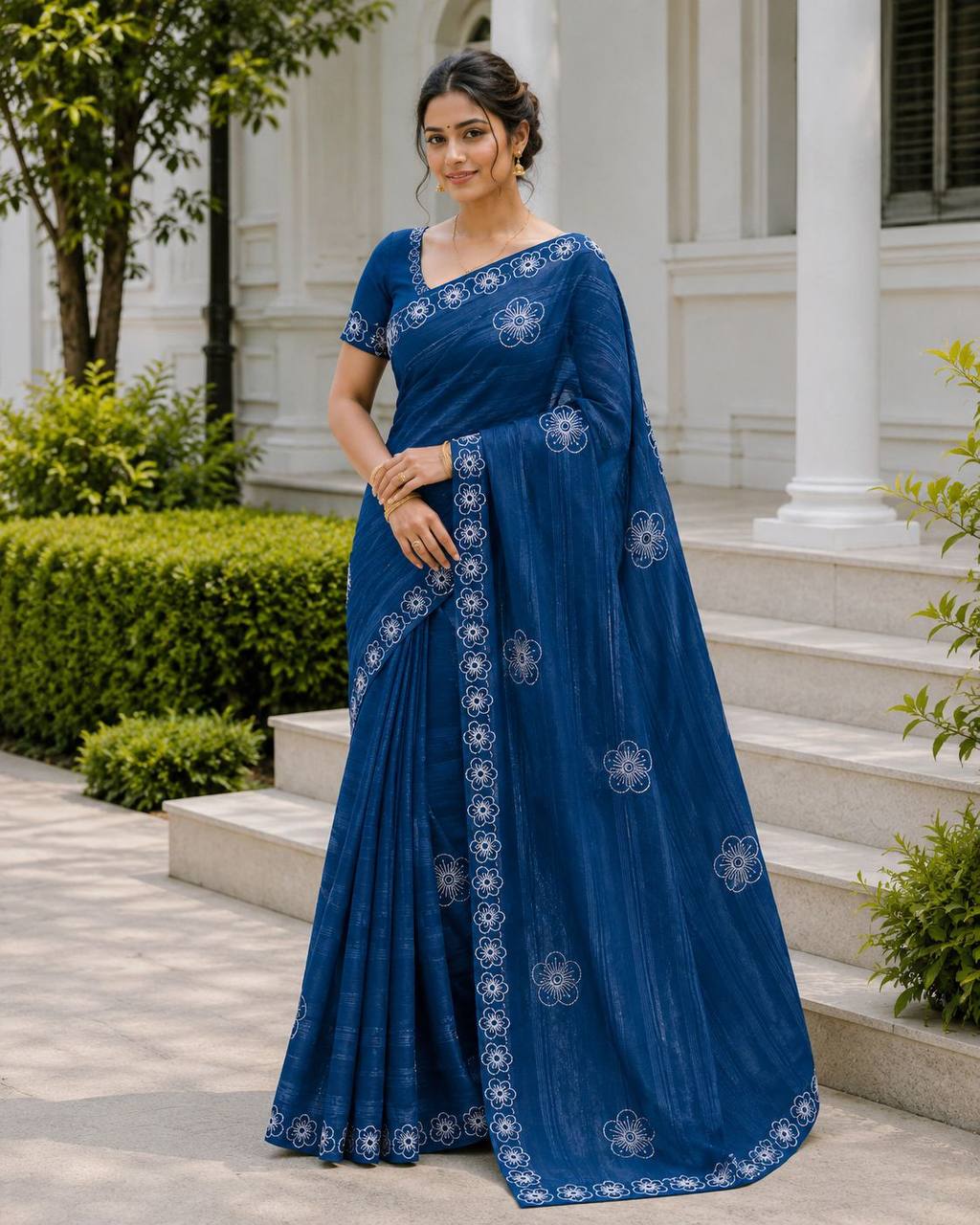 Shiv Chakra Royal Elegance Blue Saree