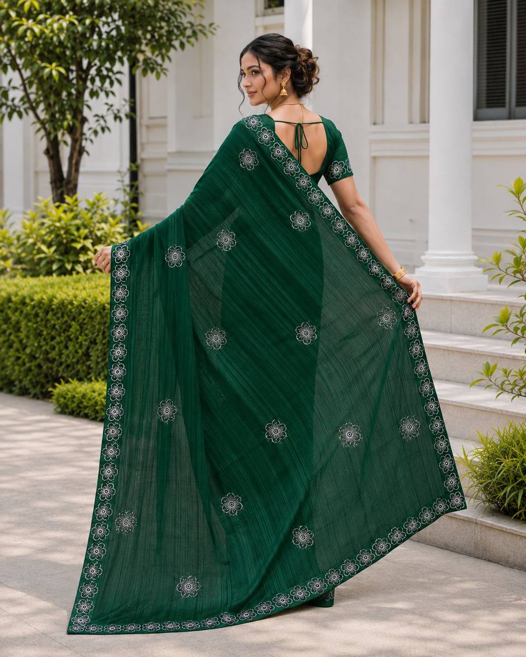 Shiv Chakra Royal Elegance Green Saree
