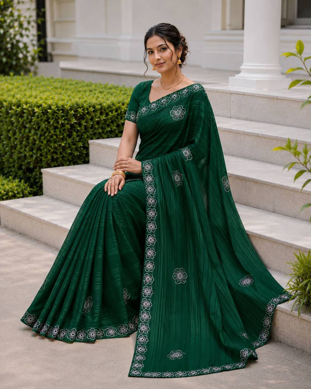 Shiv Chakra Royal Elegance Green Saree
