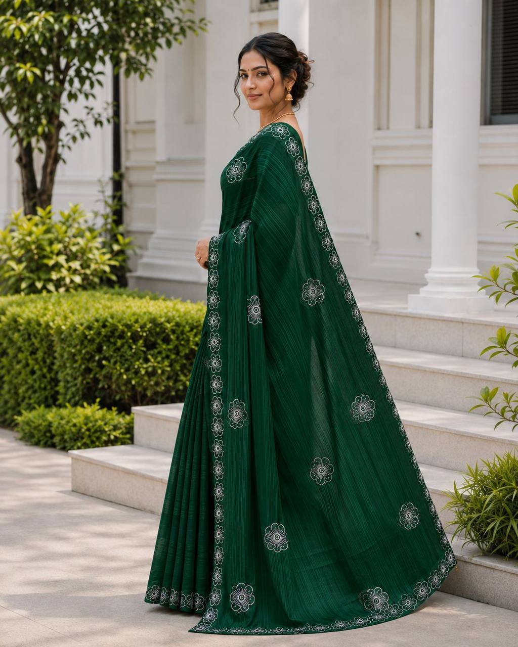 Shiv Chakra Royal Elegance Green Saree