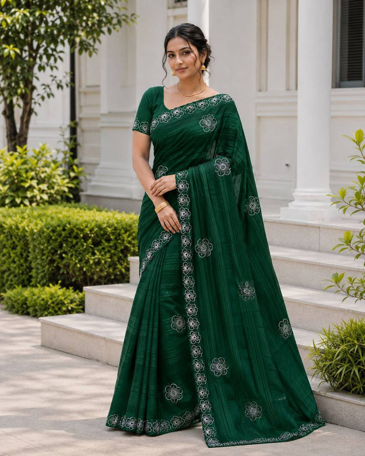 Shiv Chakra Royal Elegance Green Saree