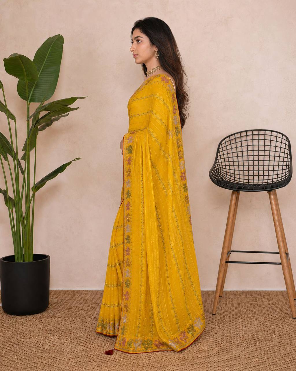 Shiv Chakra Ethnic Essence Yellow Saree