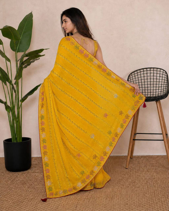 Shiv Chakra Ethnic Essence Yellow Saree