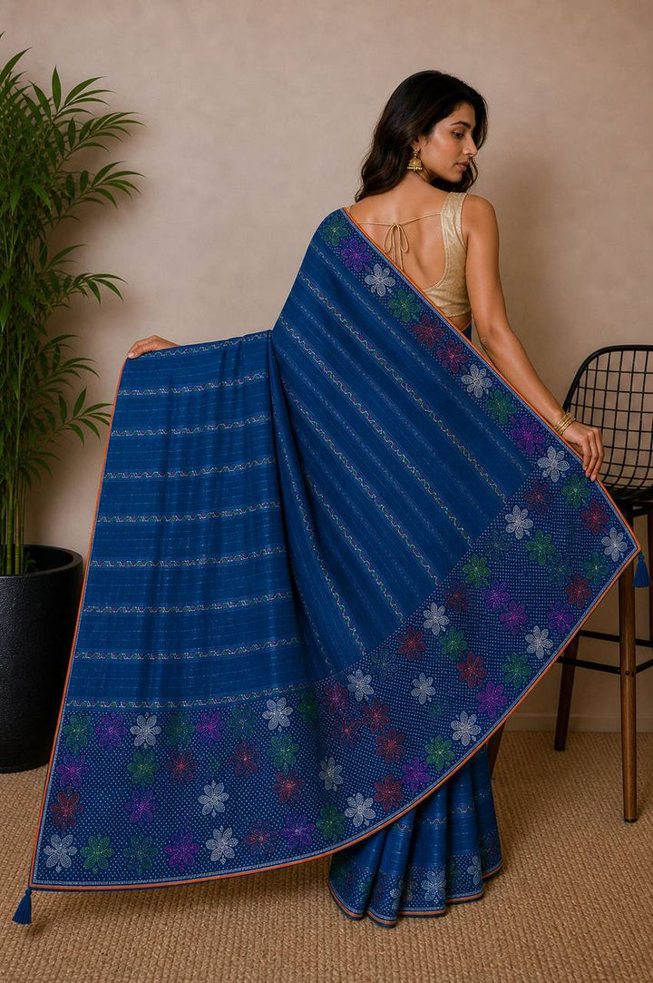 Shiv Chakra Ethnic Essence Blue Saree