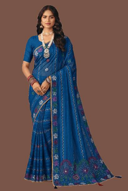 Shiv Chakra Ethnic Essence Blue Saree