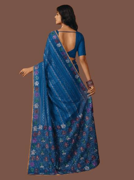 Shiv Chakra Ethnic Essence Blue Saree