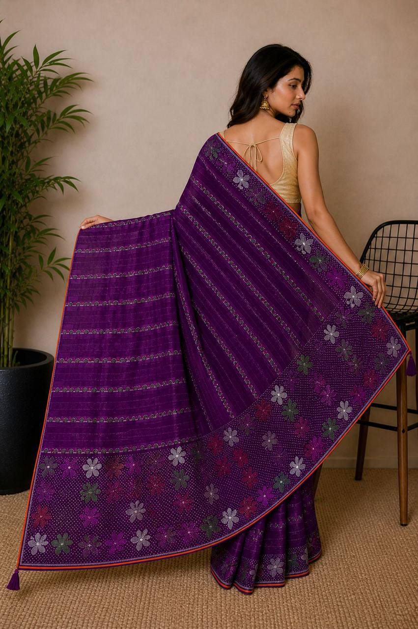 Shiv Chakra Ethnic Essence Purple Saree