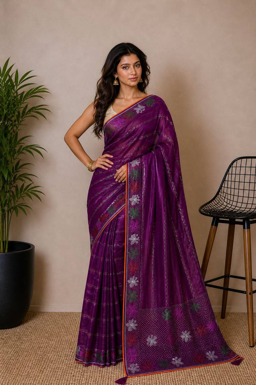 Shiv Chakra Ethnic Essence Purple Saree