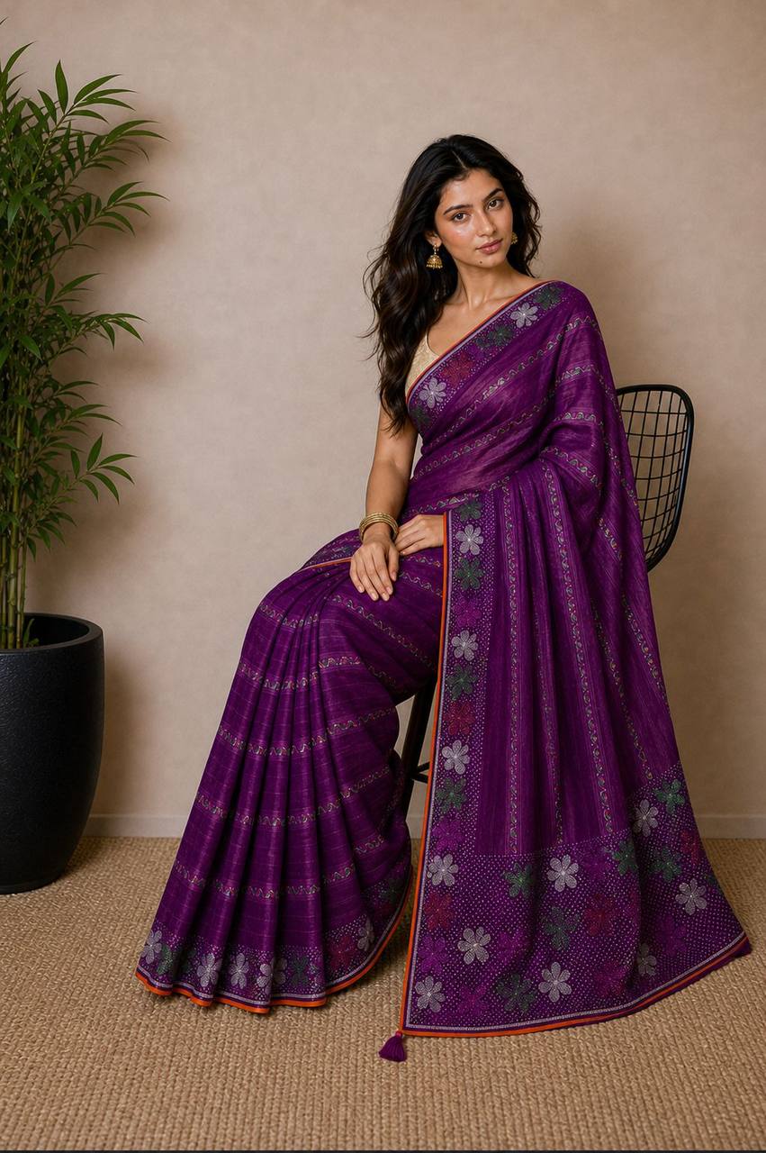 Shiv Chakra Ethnic Essence Purple Saree