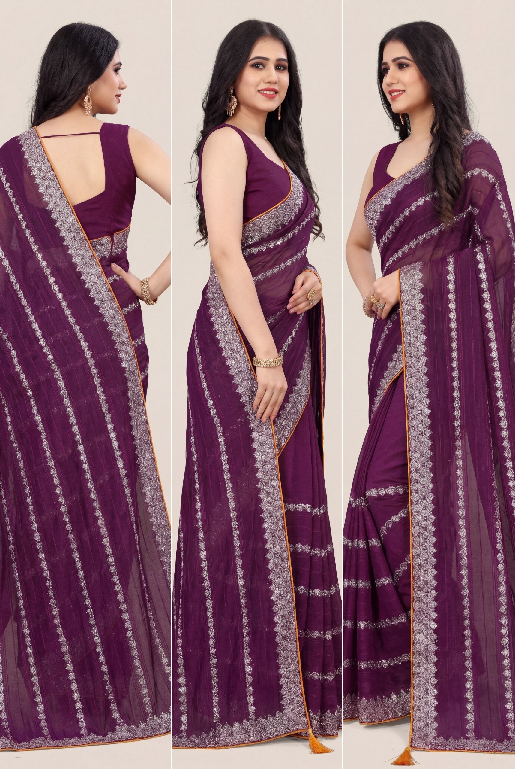 Shiv Chakra Tradition Purple Saree