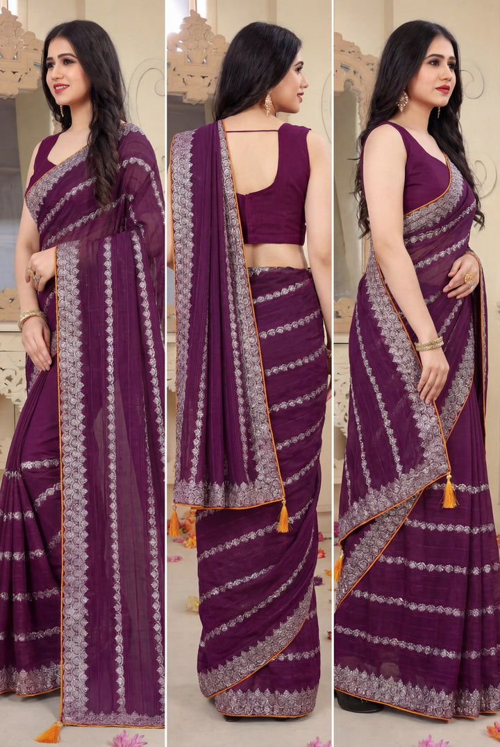 Shiv Chakra Tradition Purple Saree