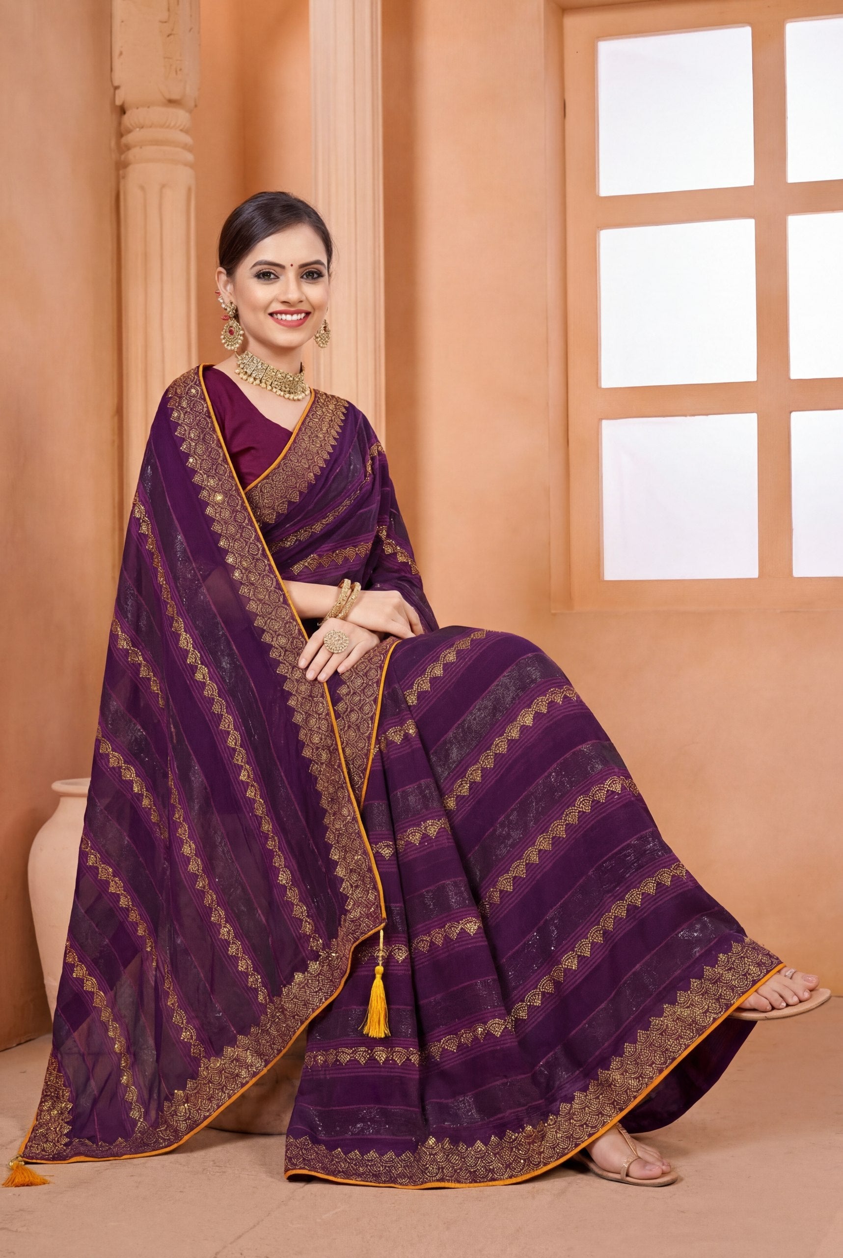 Shiv Chakra Purple Grace Saree