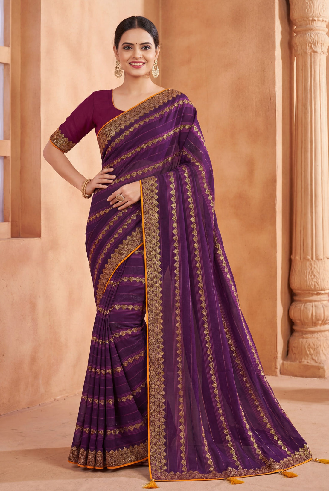 Shiv Chakra Purple Grace Saree