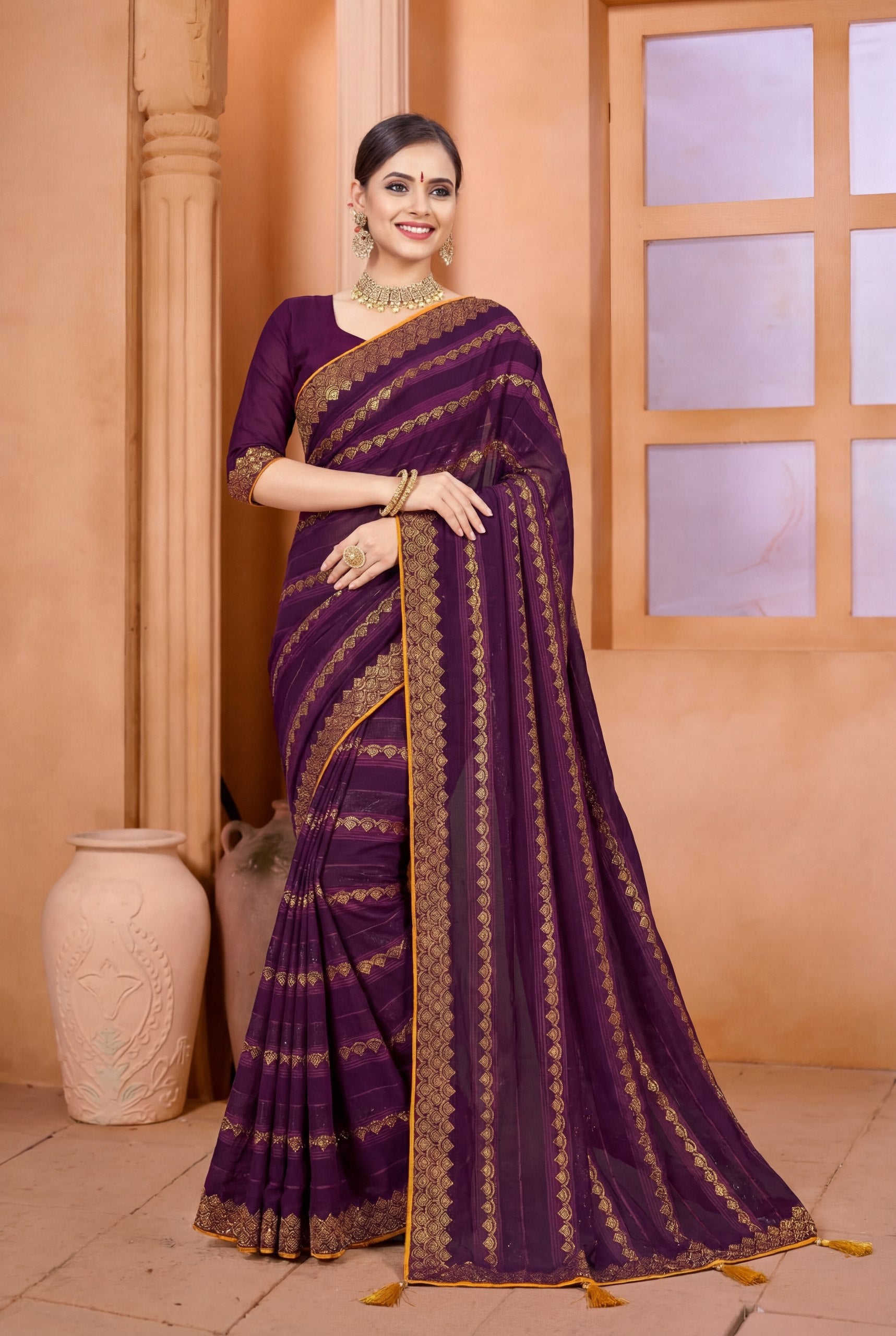 Shiv Chakra Purple Grace Saree