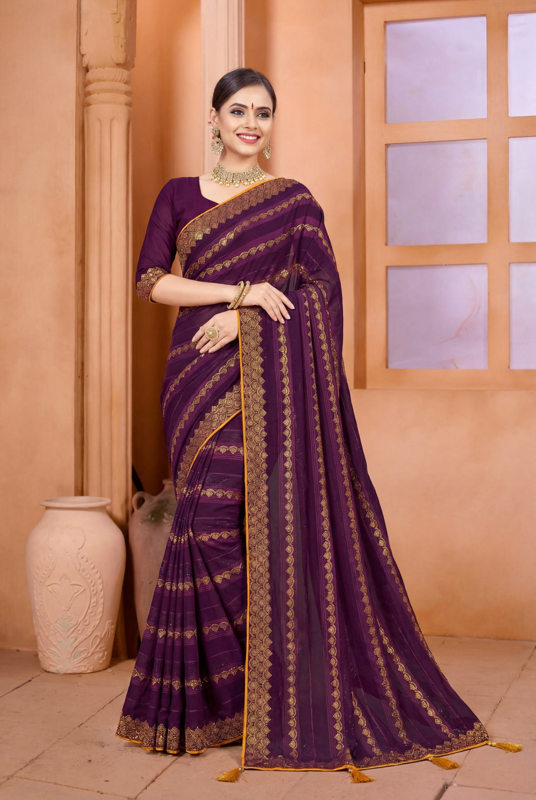 Shiv Chakra Purple Grace Saree