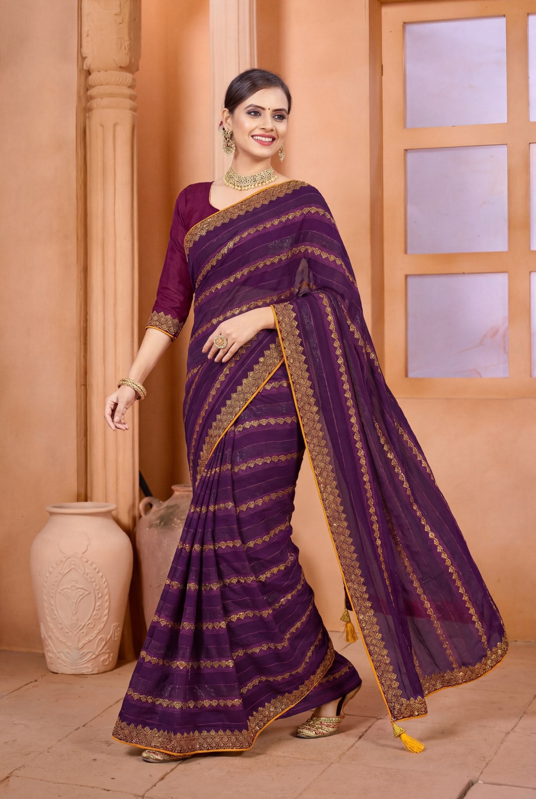 Shiv Chakra Purple Grace Saree
