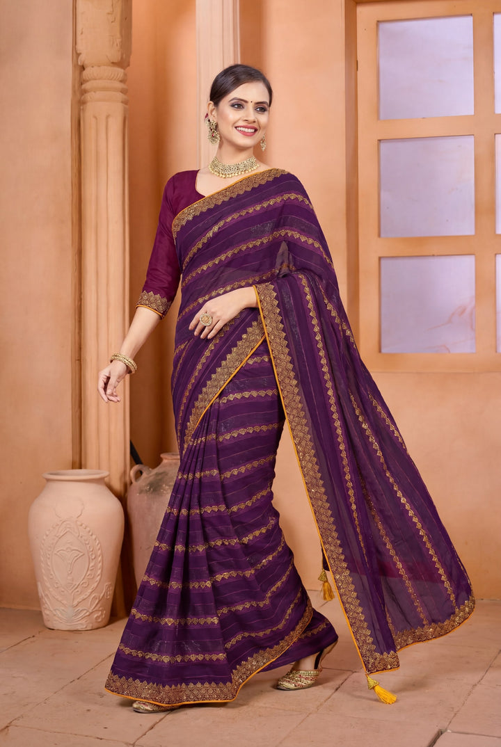 Shiv Chakra Purple Grace Saree