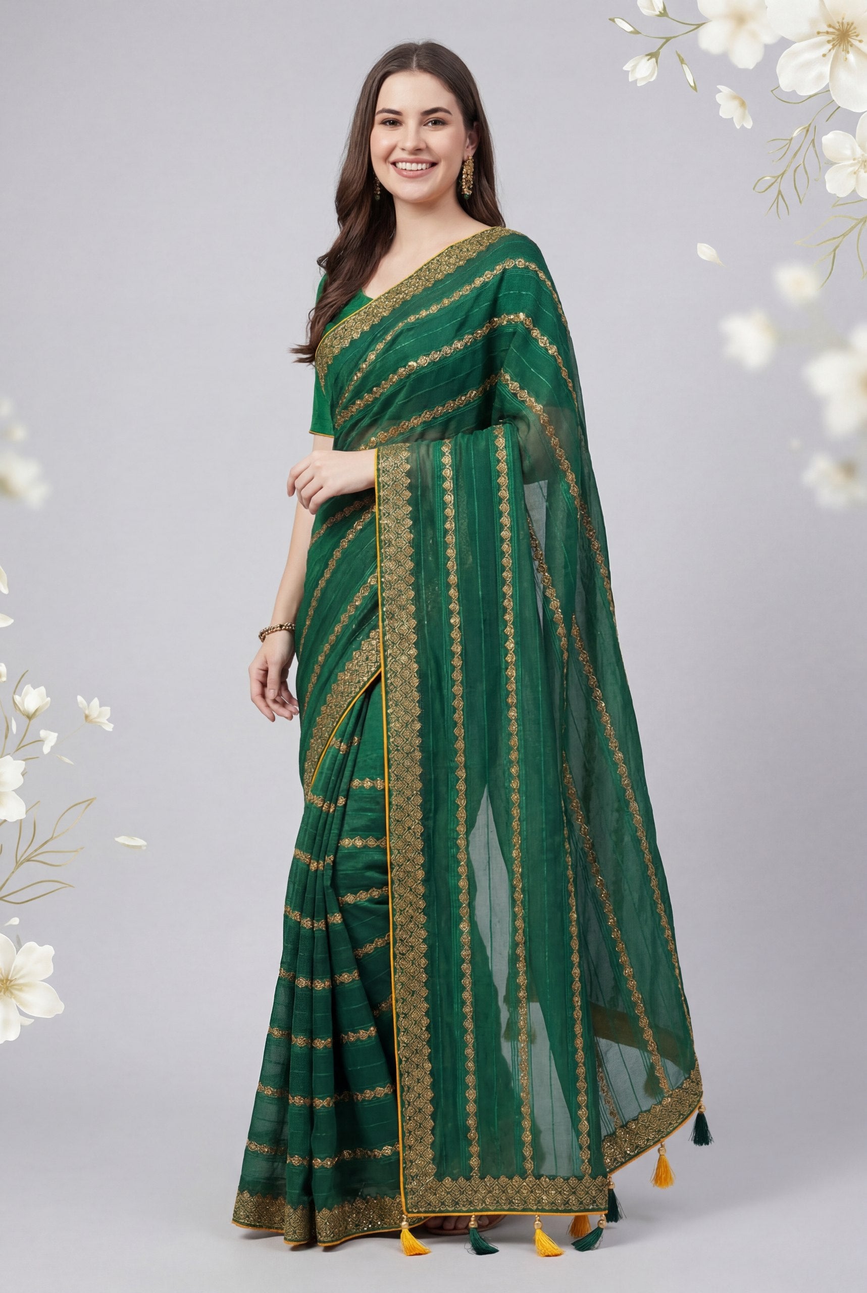 Shiv Chakra Grace Green Saree