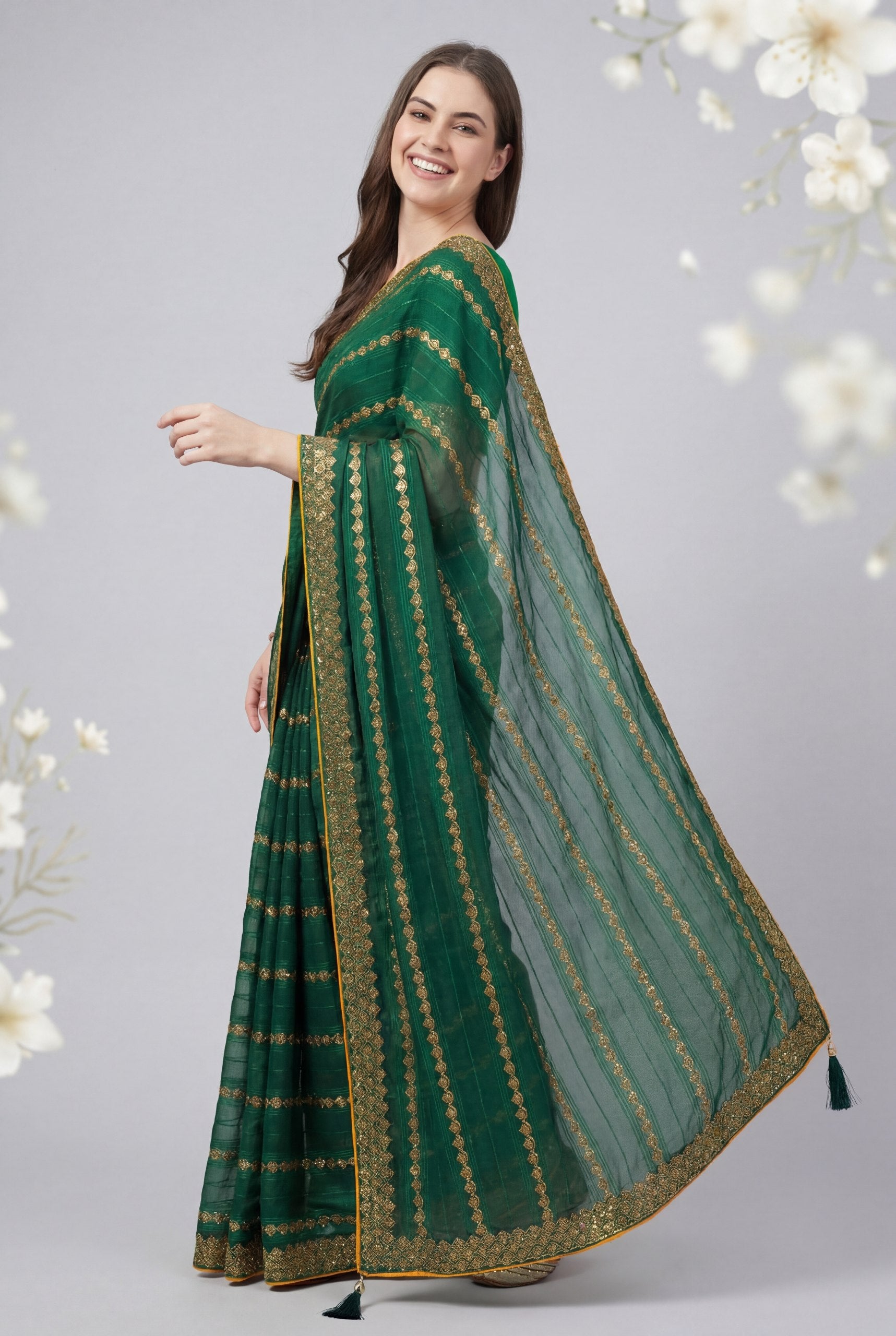 Shiv Chakra Grace Green Saree