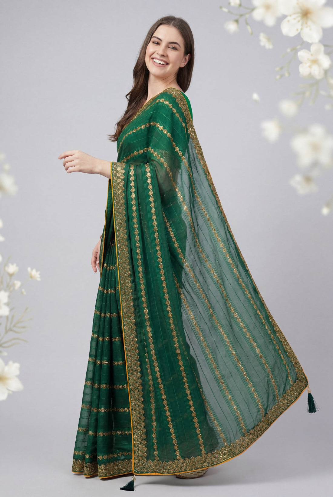 Shiv Chakra Grace Green Saree