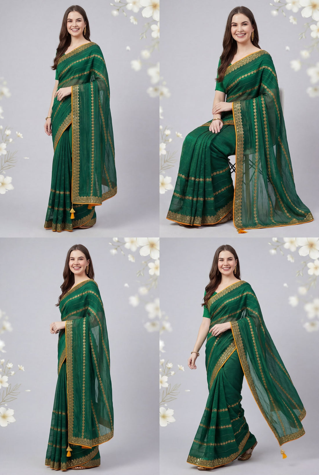 Shiv Chakra Grace Green Saree