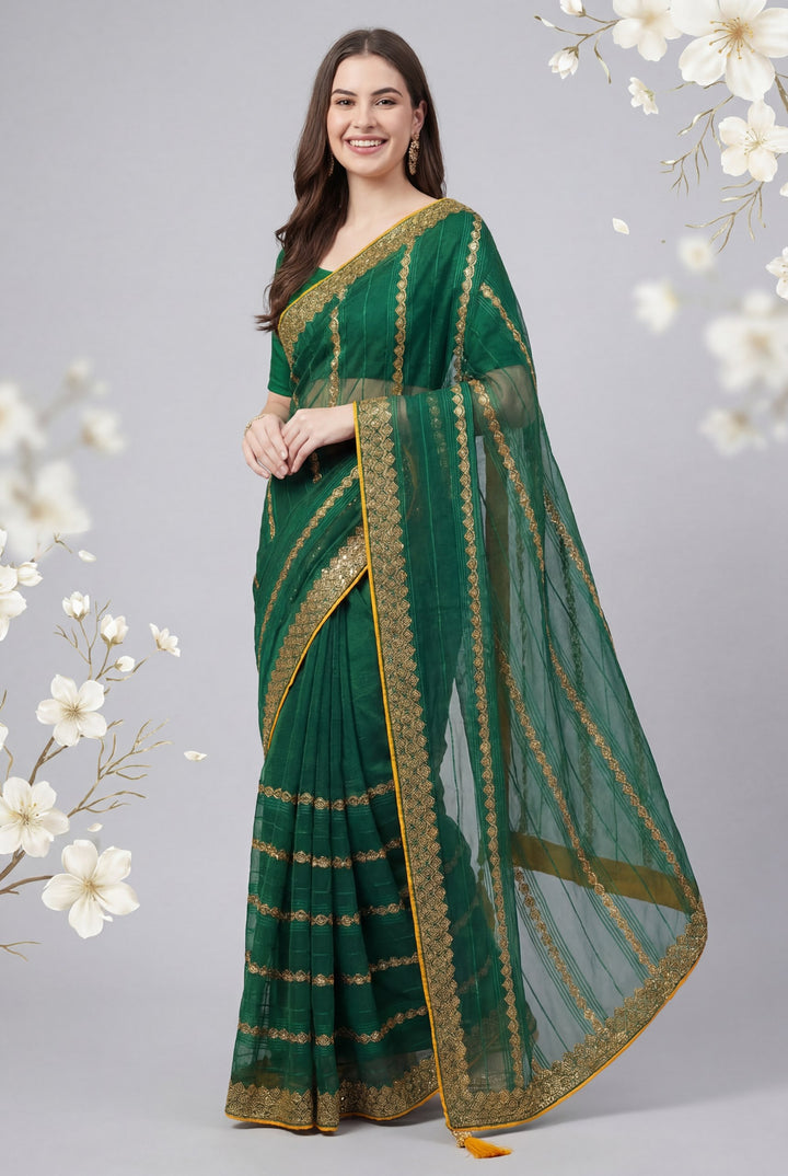 Shiv Chakra Grace Green Saree