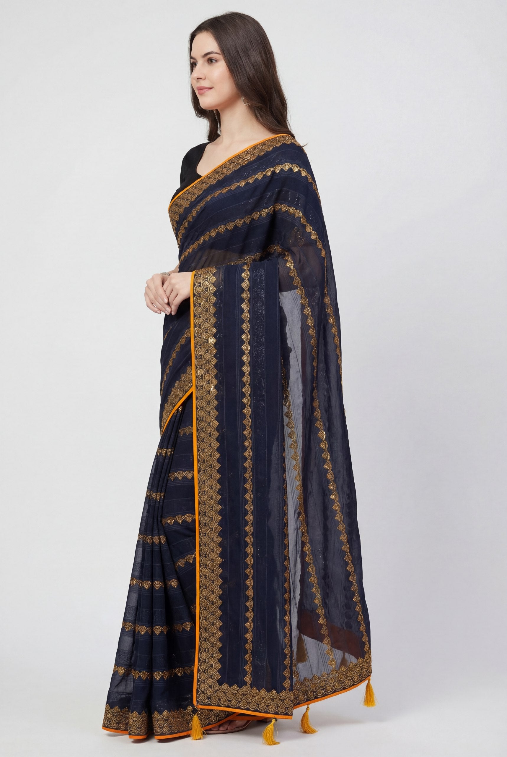 Shiv Chakra Grace Black Saree