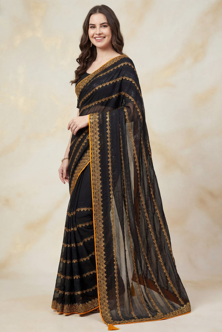 Shiv Chakra Grace Black Saree